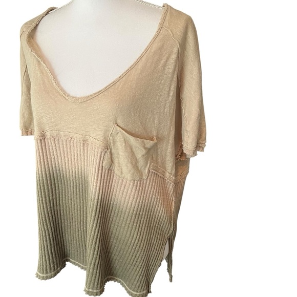 Free People We The Free Sun Dial Tee Top Sand Combo Small Bohemian Oversized - Picture 15 of 16